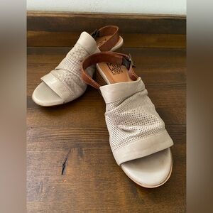 Mix Mooz Nori Slingback Sandal Ivory Leather Block Heel Y2K Bohemian Size 40/9.5
